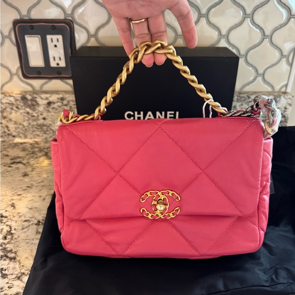 CHANEL Handbags - Chanel 19 Small Like New Condition Hot Pink